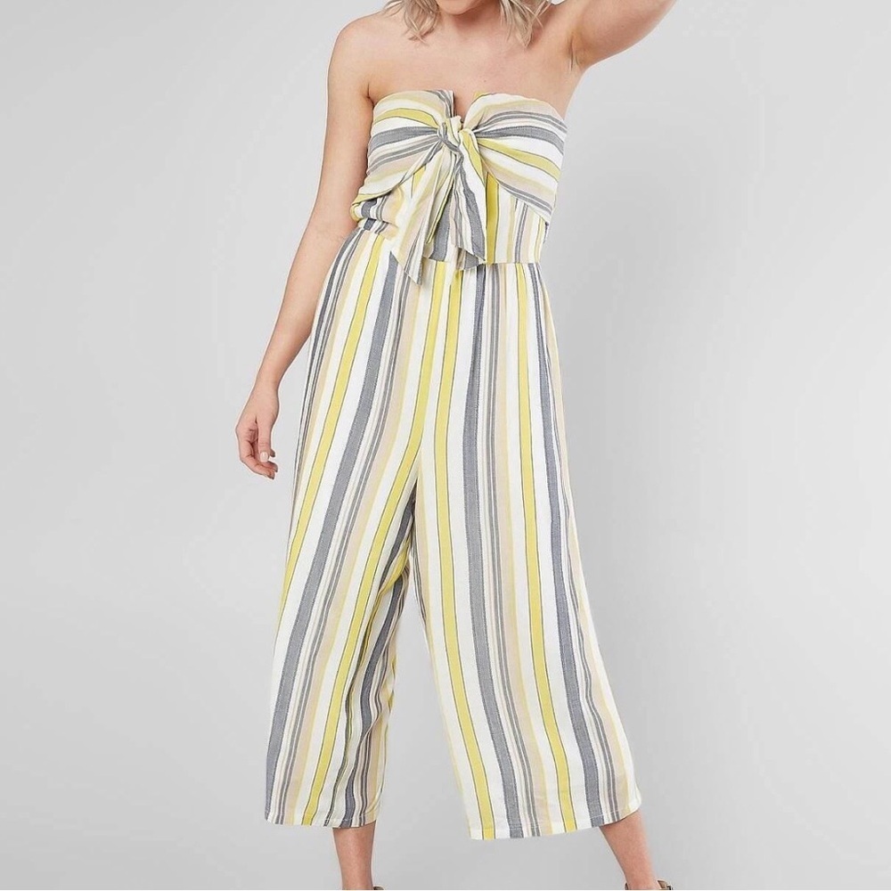 New Day trip Strapless Wide Leg Jumpsuit Striped